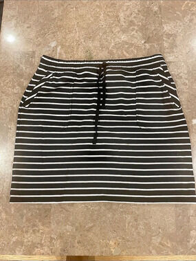 Preppy chic Akini cotton Striped cozy  Skirt in Black & White Size Large
